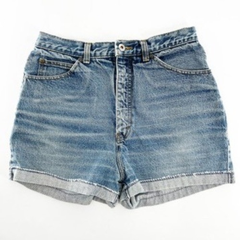 Vintage Anthro Womens Denim Jean Shorts Cuffed High Rise‎ Blue Size 26